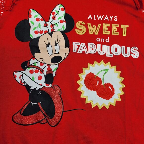 Disney Girls' 2-Piece Outfit Minnie Mouse Red Top & Ruffled Skirt Set Size 6 - Picture 3 of 11